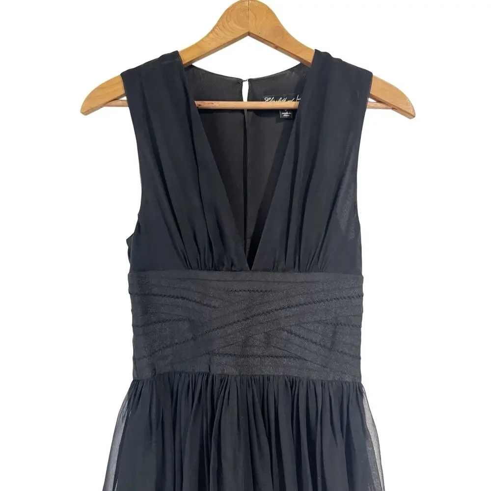 Elizabeth And James Women's Black‎ Jana Print Silk Chiffon Dress Size 6